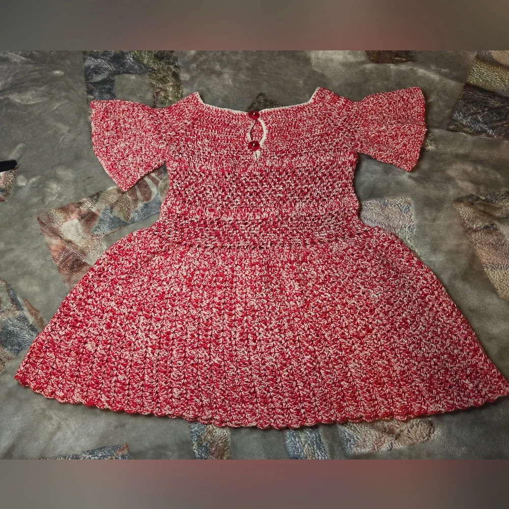 Charming Red and White Kids Casual Dress - Picture 3 of 8